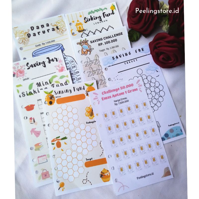 

12PCS SAVING CHALLANGE ISI BINDER TANTANGAN MENABUNG VERSI 1 BY PEELINGSTORE.ID