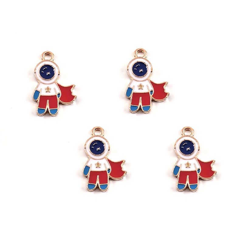 4pcs Liontin Bentuk Astronot Roket Bulan Bahan Alloy Metal Untuk Membuat Perhiasan Kalung Gelang