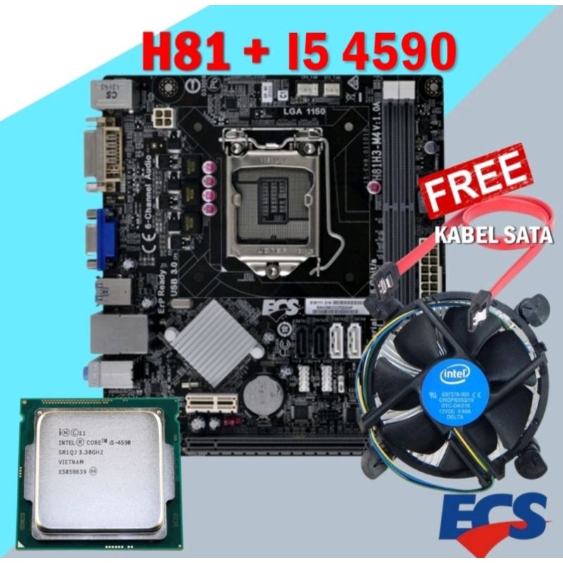 Paket Mb H81+ proci i5 4590+ fan intel