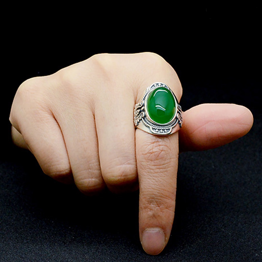 Cincin Pria Gaya Vintage Aksen Batu Permata Buatan Untuk Pesta
