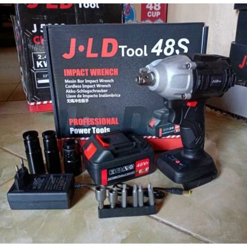 "Cordless Impact Wrench JLD TOOL 48S SET Brushless Mesin Bor Baut Sock"