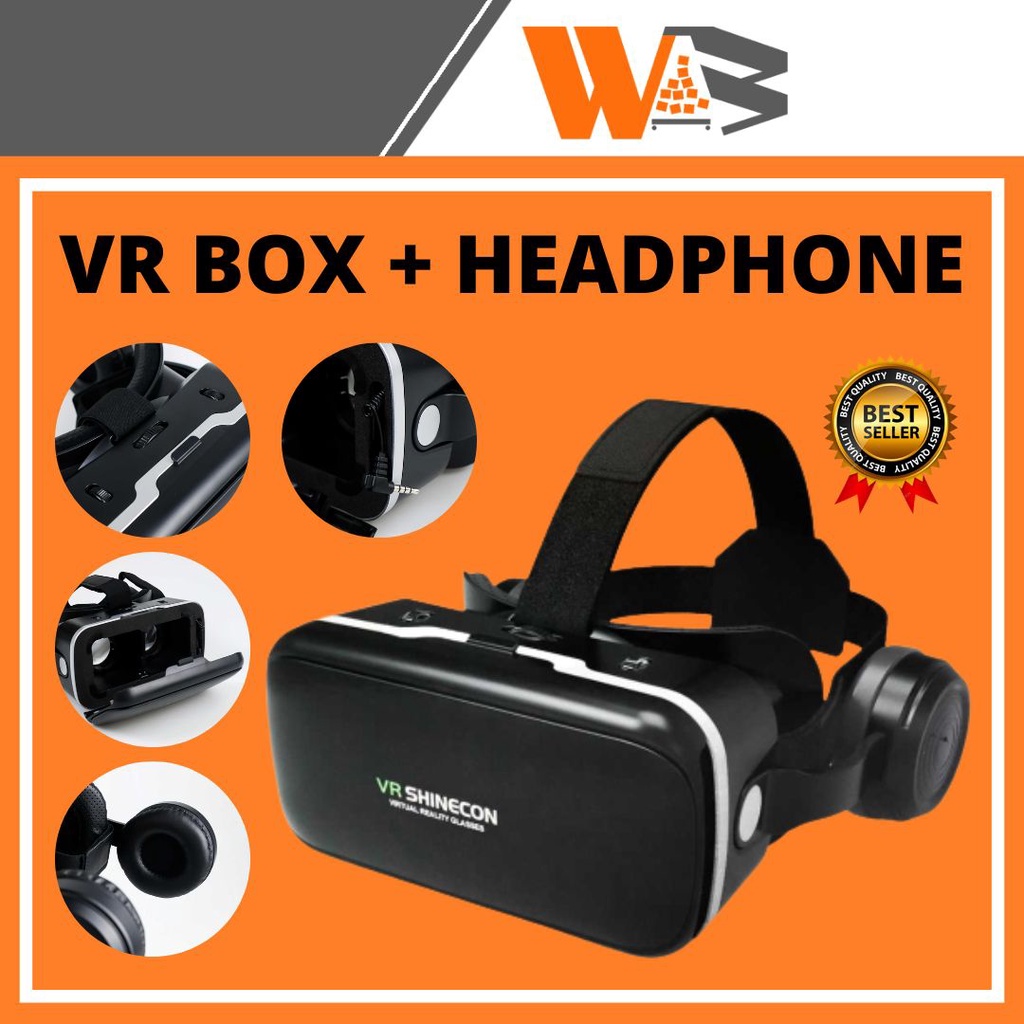 COD VR Box Kacamata VR Virtual Reality Box Kaca Mata Virtual Reality 3D 360 Headphone Shinecon 6.0 VR Box J77