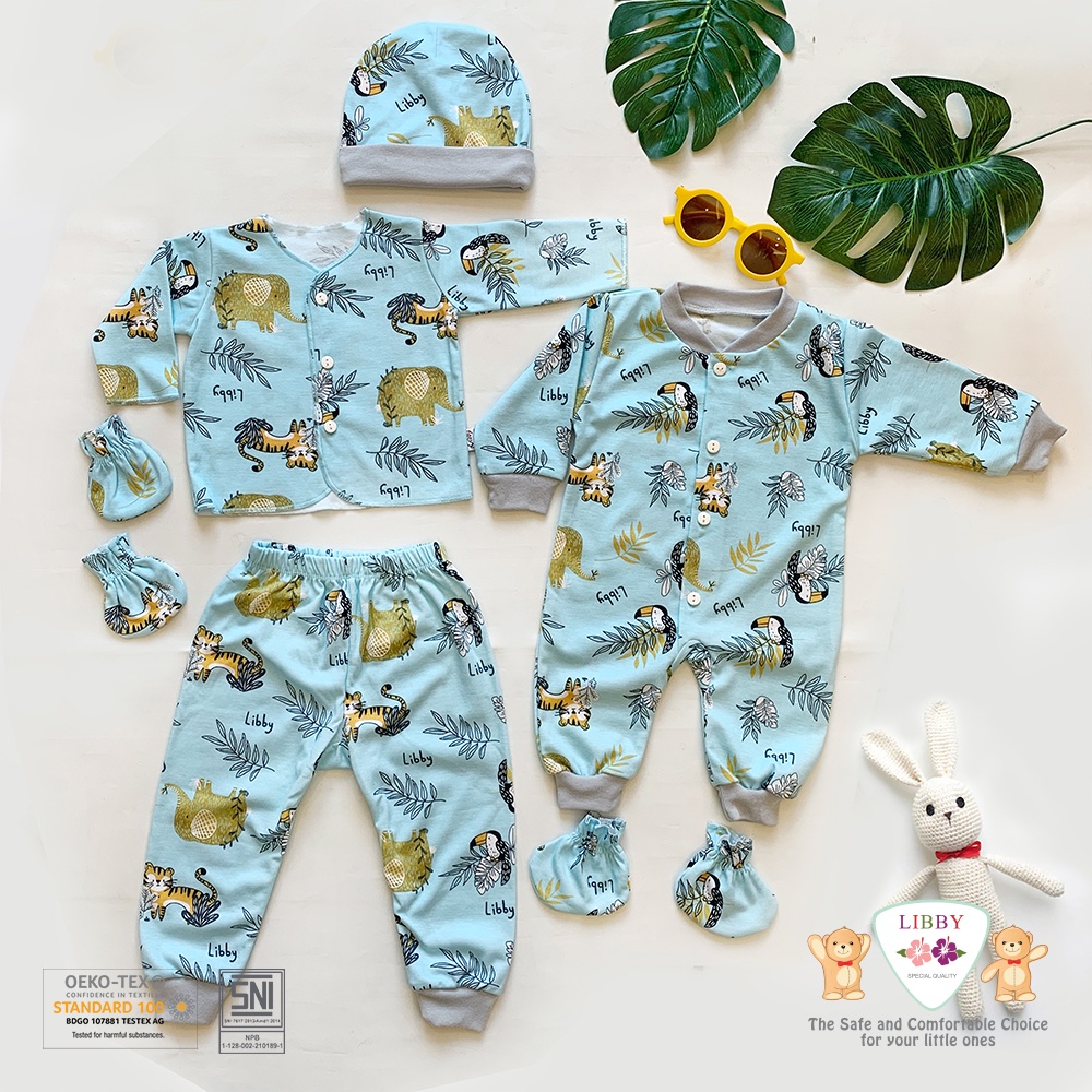 LIBBY Baju Kodok Buka Kaki Motif Mix Size Newborn (1 pcs)