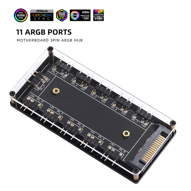 Btsg 10port Untuk Lampu RGB Beralamat 1sampai10 Multi Way Hub Splitter 5V/3PIN Adaptor Hub RGB