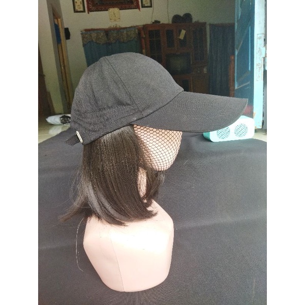 wig topi lurus pendek wanita