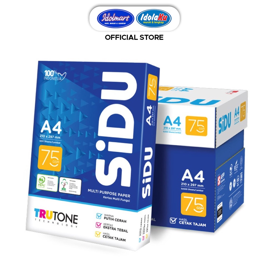 

IDOLMART SIDU Paper Print A4 75gram - Kertas Fotokopi / Rim - Bandung
