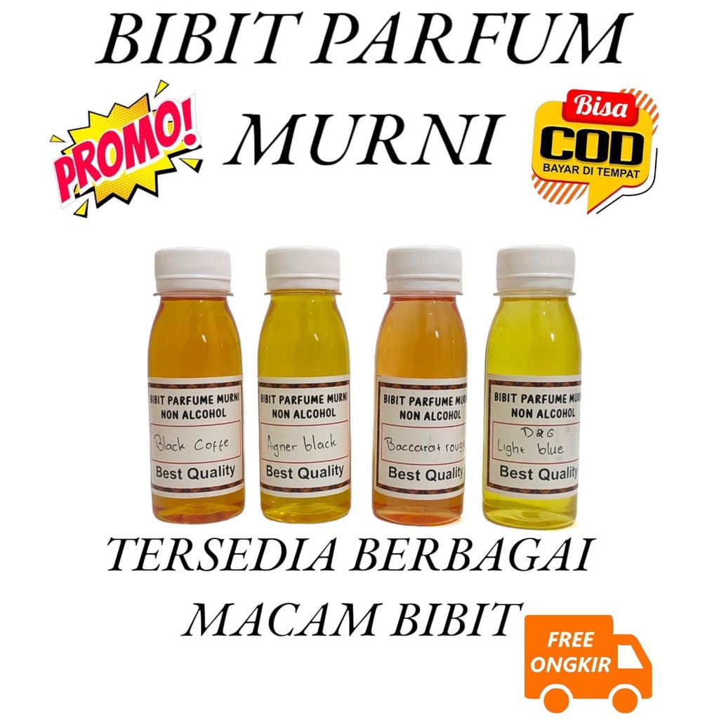 BIBIT PARFUM 100 ML. BISA UNTUK ROLL ON ATAU UNTUK SPRAY. TANPA ALKOHOL.HARGA TERMURAH.