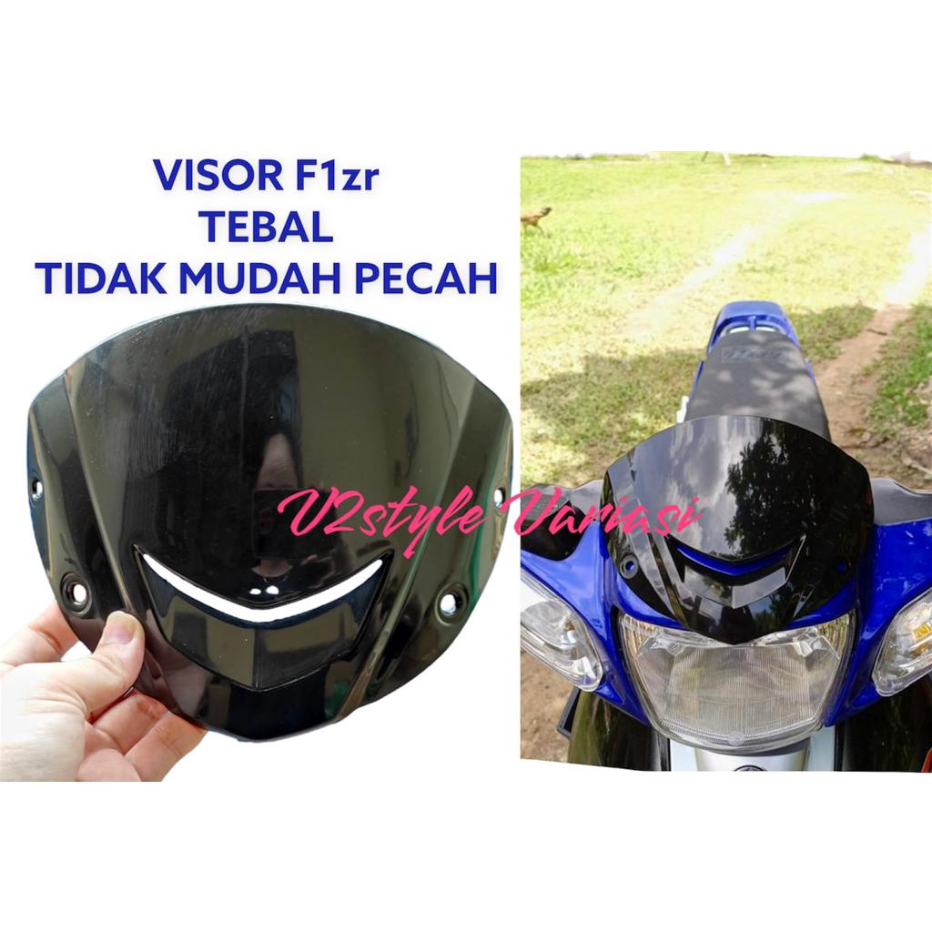 VISOR  F1ZR 125ZR 125Z PNP BAHAN ABS ANTI CRACK ORIGINAL MOSCOW WARNA HITAM WINSIL YAMAHA X1 FIZR F1Z R F125ZR SATRIA HIU 2T 2 TAK 2TAK JUPITER Z Z1 VEGA R ZR MIO S GT J SMILE SUPRA FIT FROCE ONE 1 WINDSHIELD BATOK DEPAN PISOR F1Z R PLUG AND PLAY BAUT CNC