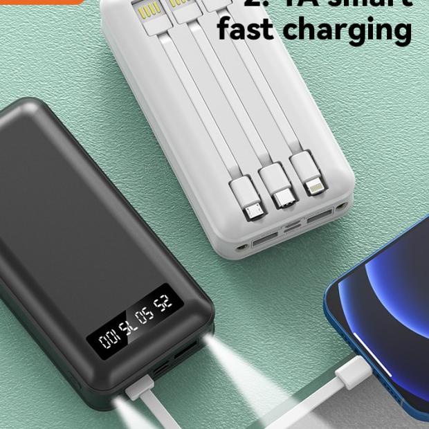 PowerBank 20000 mah Power Bank Murah Mini Dual USB LED BASIKE Fast - Putih 20000mah