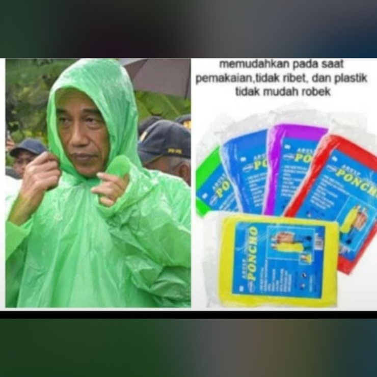 jas hujan plastik bambu jokowi