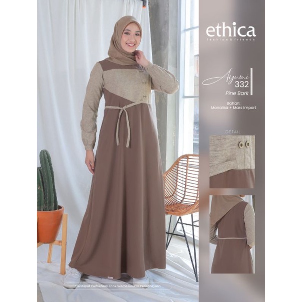 Gamis Premium Ayumi 332 Blue by Ethica|Gamis Syari|Gamis Busui|Gamis Kekinian|Gamis Branded|Gamis Po