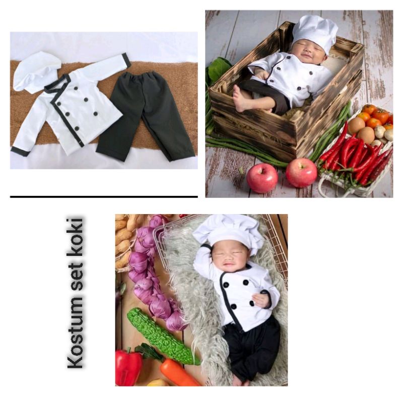 Jual set koki newborn kostum koki bayi kostum koki baby newborn kostum