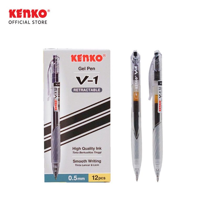 

[PACK] Pulpen Gel Pen 0.5 mm - Kenko V-1 Retractable MURAH!