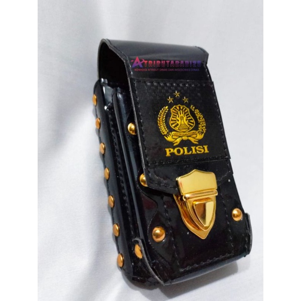 dompet hp pinggang polri double slot/tempat hp polisi tribrata
