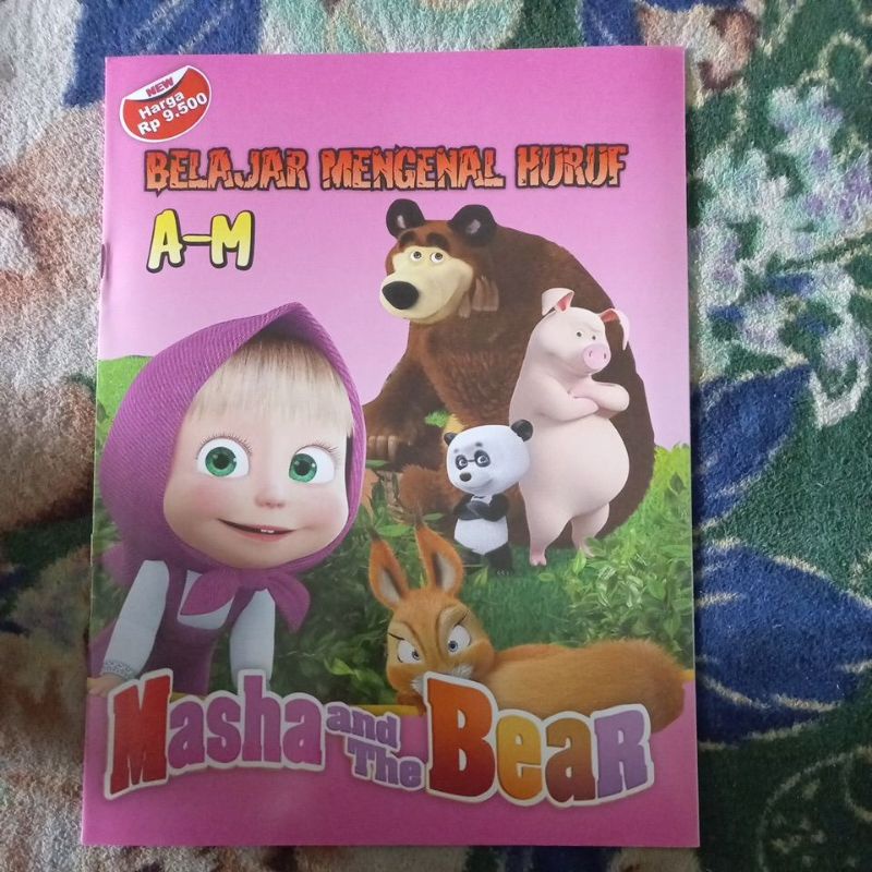ORIGINAL BUKU MARSHA AND THE BEAR PINTAR MEWARNAI BELAJAR MENGENAL HURUF