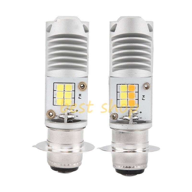 1pc Lampu Depan Led H6 Dua Warna High / Low Beam Untuk Motor / Skuter P15D