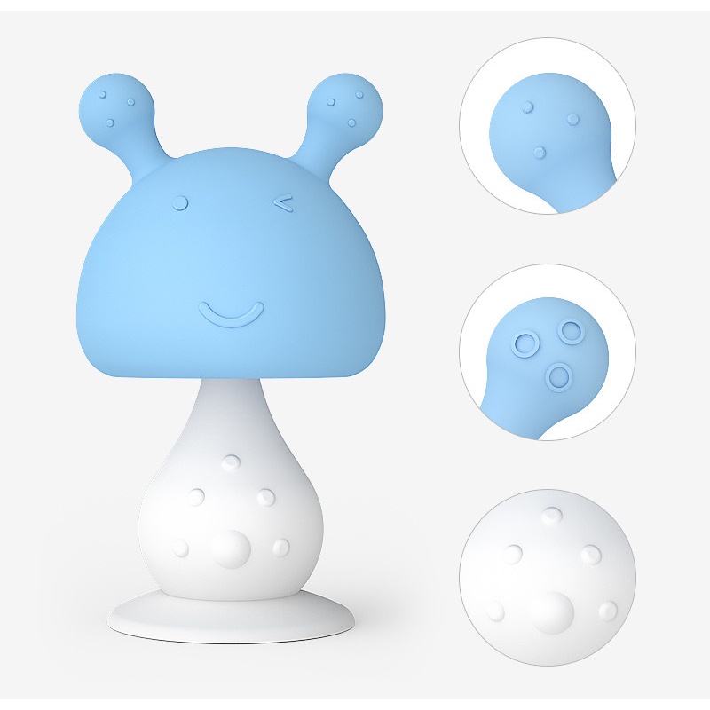 [1KG 25PCS] Babyland Mainan Teether Jamur Lonceng Lucu Gigitan Kerincingan Bayi