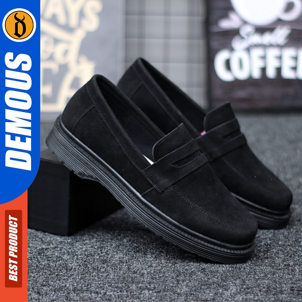 DEMOUS Vai - Sepatu Loafers Docmart Low Boots Pantofel Formal Kerja Pria