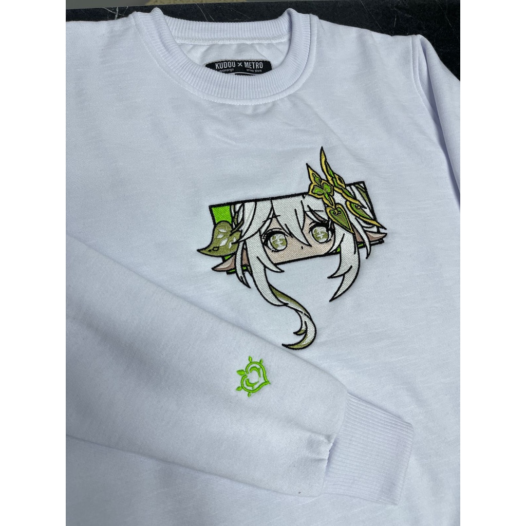 Crewneck Genshin Nahida White Embroidery Genshin Character Gaming Premium Unisex