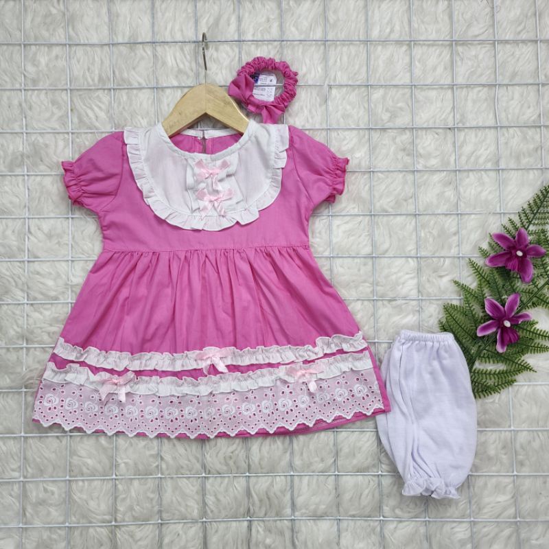 baju bayi perempuan set dress kdbg78