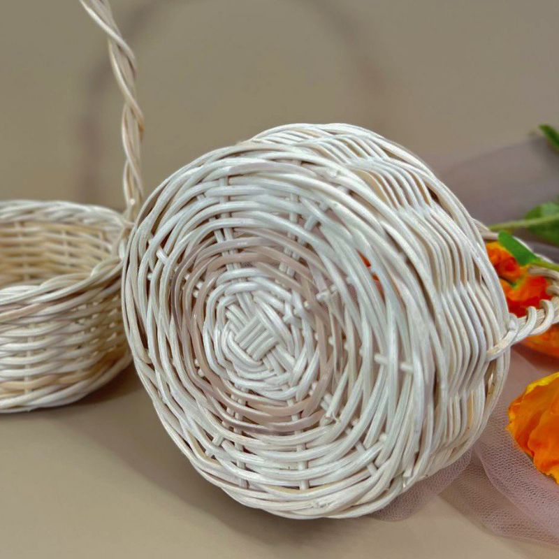 Keranjang Rotan - Keranjang Rotan Jinjing - Keranjang Tabur Bunga Kecil - Dekorasi Pernikahan - Prop