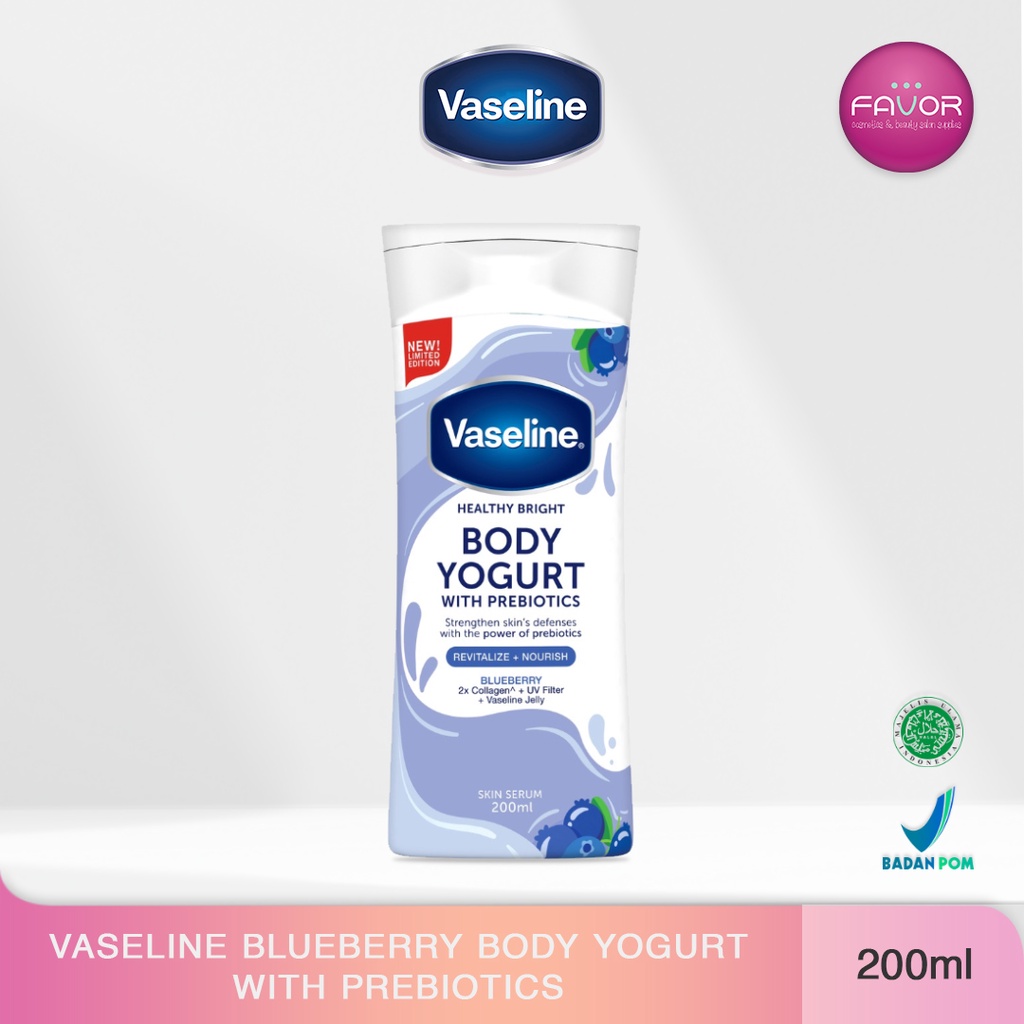 Vaseline Healthy Bright Blueberry Body Yogurt with Prebiotics 200ml | Hand Body Lotion | Skin Serum 