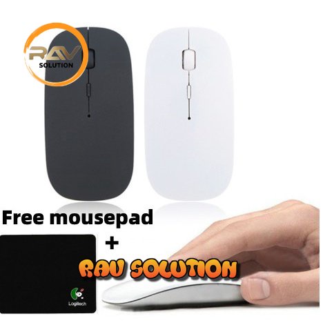 Mouse wireless gaming  2.4G murah slim optical-free mousepad  - RAV SOLUTION