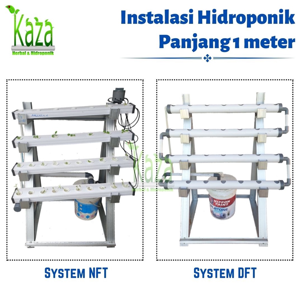 (Rakit Sendiri) Instalasi Hidroponik Baja Ringan NFT DFT Pjg 1 meter 4 tingkat