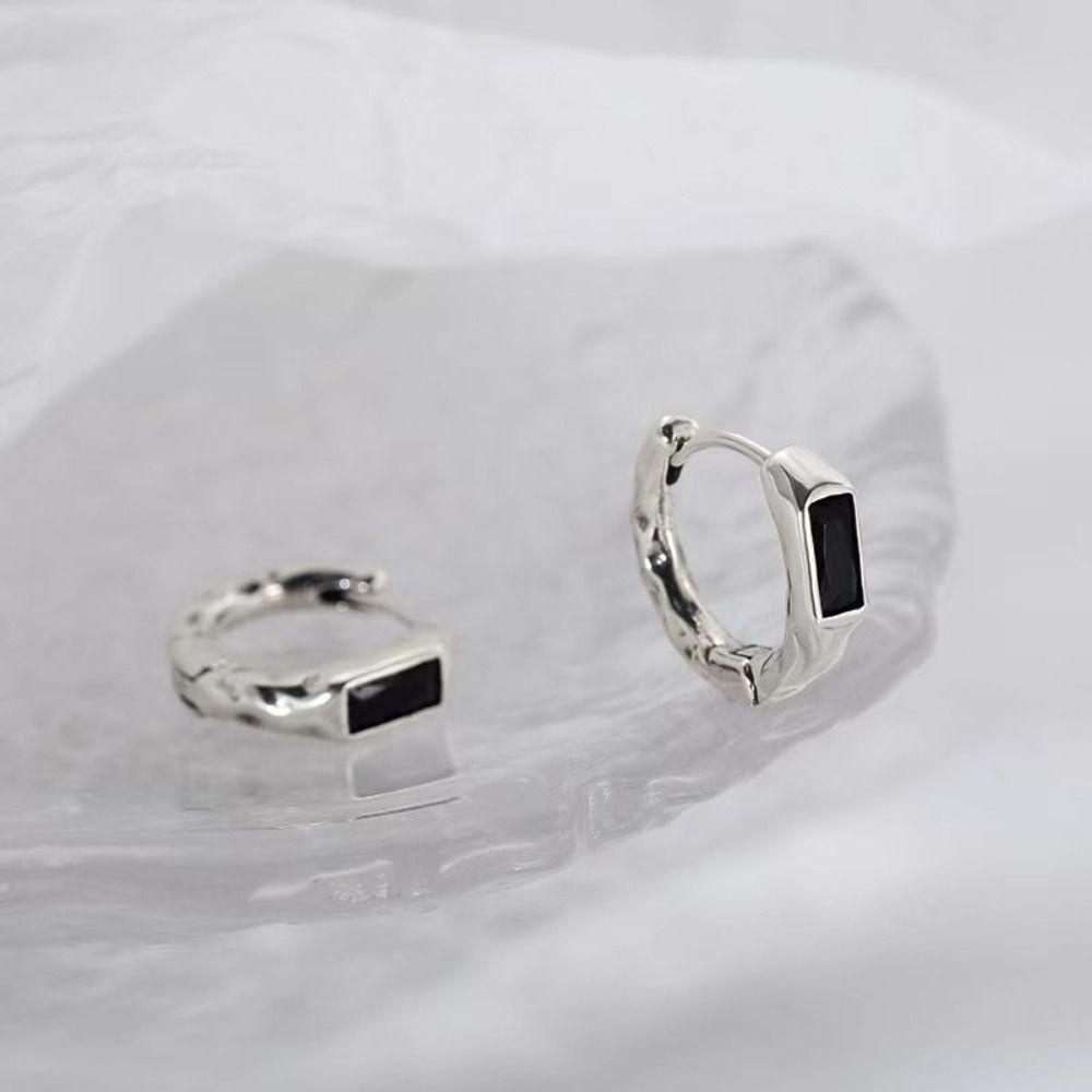 Mxbeauty Pria Hoop Earrings Minoritas Kepribadian Wanita Pesta Punk Perak Plat Pria Aksesoris