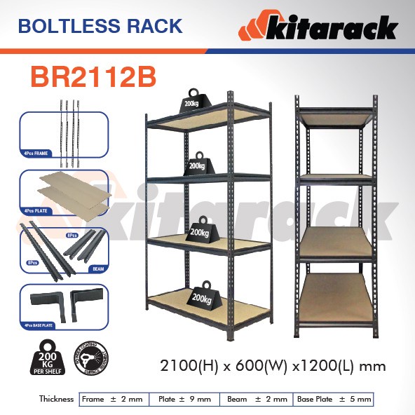 WAREHOUSE RACK KITARACK BR2112B BOLTLESS RAK GUDANG 4 SUSUN 2.1 METER