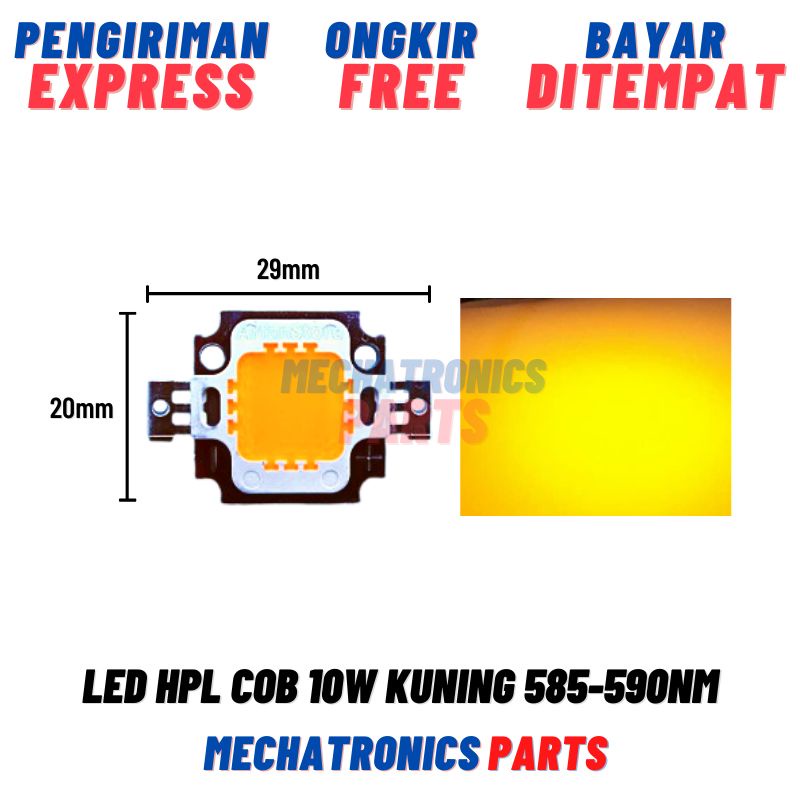 Led HPL COB 10W Yellow Kuning 585-590nm 10Watt Lampu Sorot Super Terang