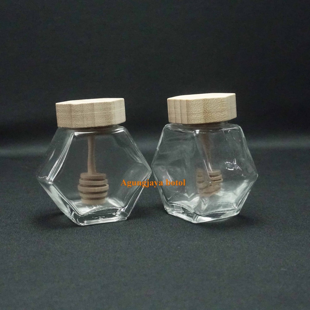 Botol Kaca 100 Ml Hexagon Clear / Botol Kaca Madu / Botol Kaca Hexagon / Jar Kaca