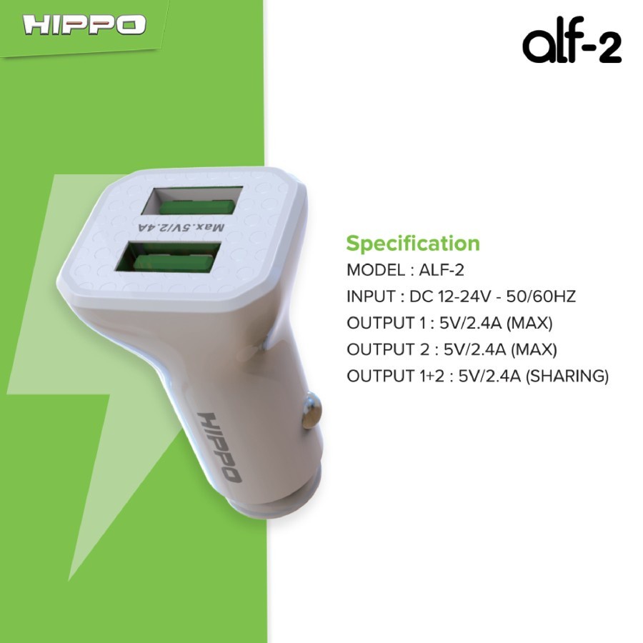 Hippo Car Charger Mobil ALF 2 Dual USB 2.4A Simple Pack