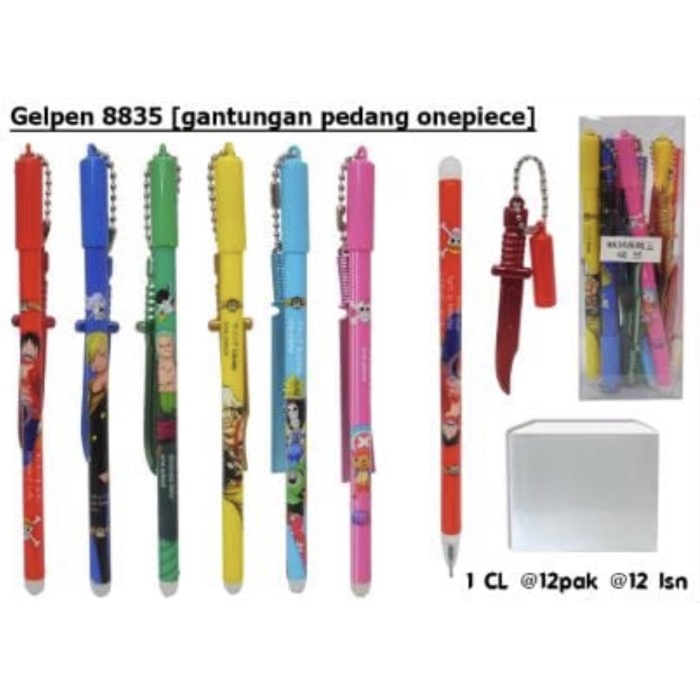 

pen gel gantungan pedang motif one piece isi 12 SENJ