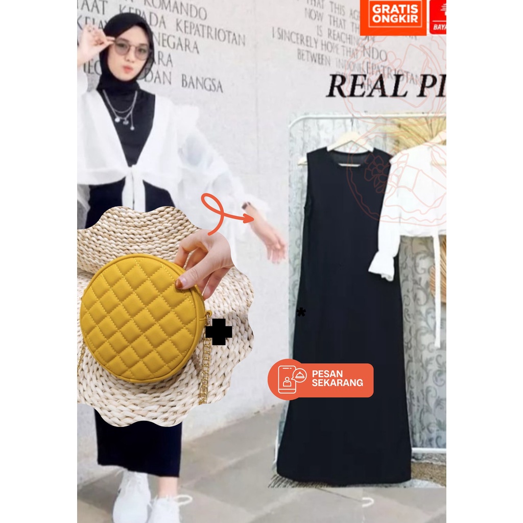 BELI 1 BONUS TAS IMUT Drees Korean Style Muslim Remaja drees wanita untuk ke remaja inner dress panj