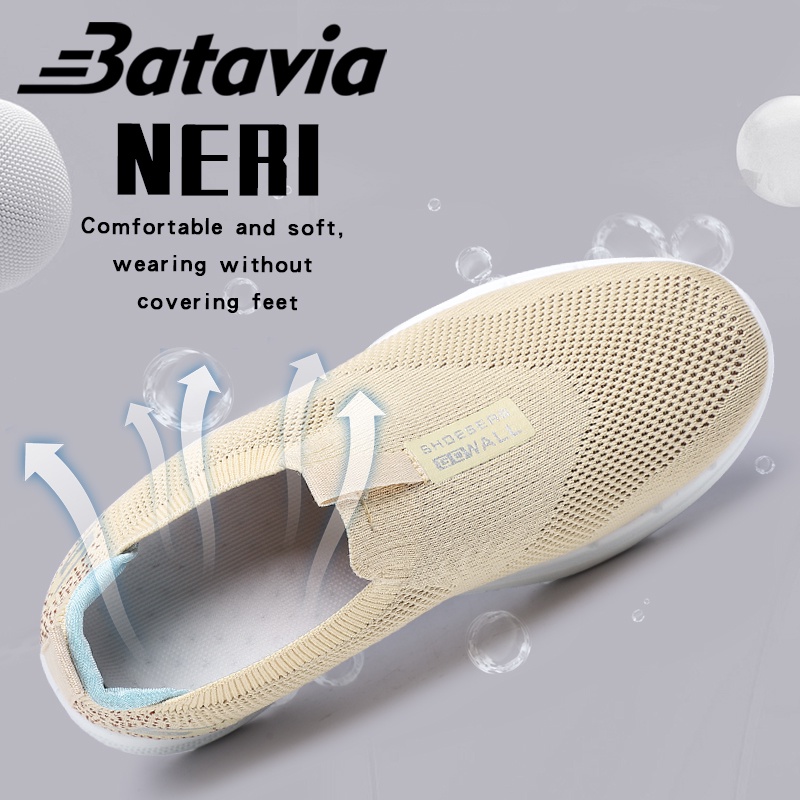 Batavia 2023 GROSIR sepatu kanvas wanita rajut sepatu wanita  sepatu tanpa tali hitam Sepatu Wanita Sport Women Sneakers khaki sepatu cowo sepatu pria sepatu pria ringan B25