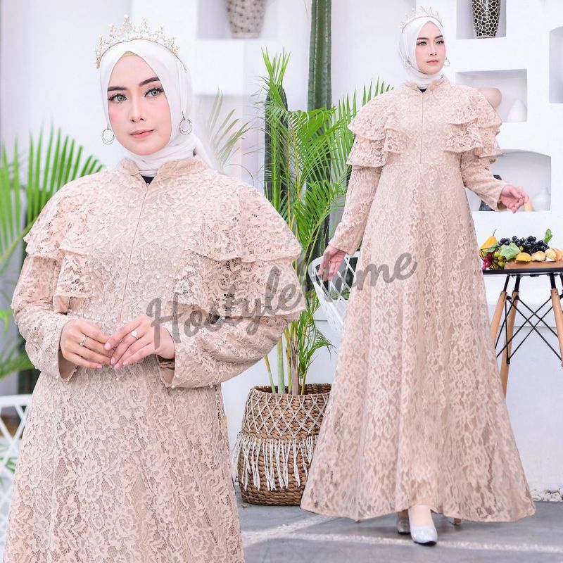 (NEW) CALILA - BAJU DRESS GAMIS MAXI MAXY FULL BRUKAT BROKAT BUSUI FRIENDLY WANITA MUSLIM UKURAN S M
