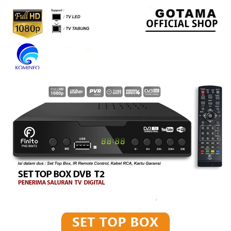 Set Top Box TV Digital Receiver Finito Besar Penerima Siaran Digital Receiver Full HD/ STB Wifi Bisa Youtube DVB-T2 Garansi