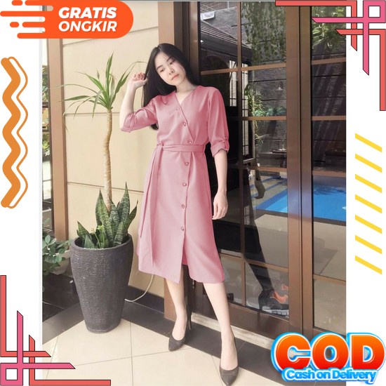 Promo Natal Dres Wanita Kekinian / Dress Brukat Nathali Pendek Korea Wanita Terbaru 2021 2022 Modern