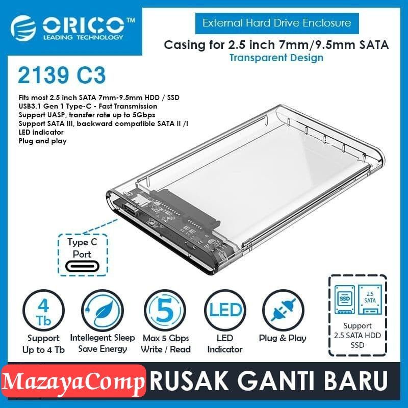 Enclosure Casing Harddisk HDD SSD 2.5" External USB 3.0 Type-C Case Kesing Hardisk Laptop 2,5 inch i