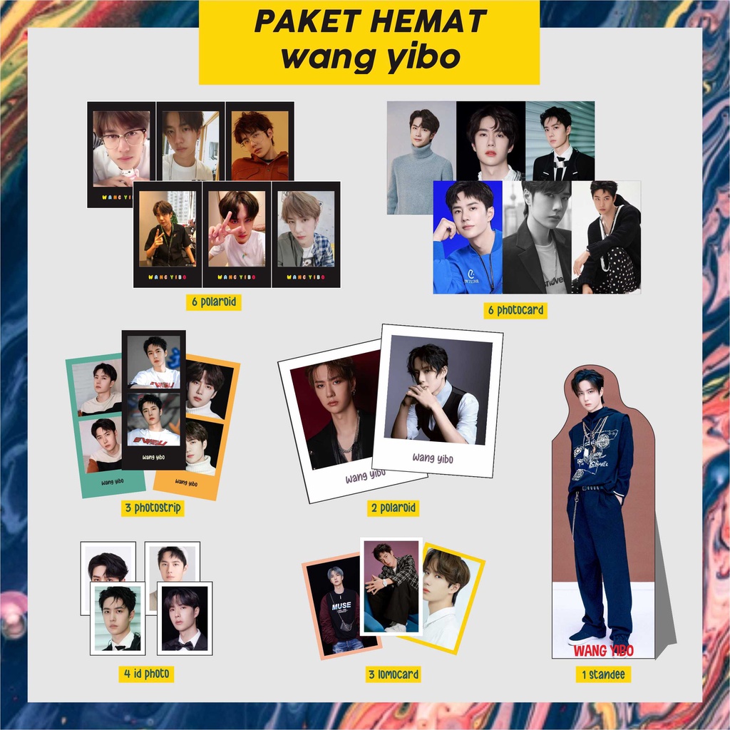PAHE PAKET HEMAT ACTOR CHINA ( WANG YIBO )  polaroid, bunting flag, photocard pc