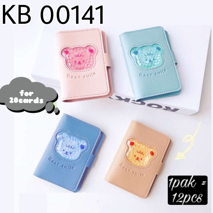 

dompet tempat kartu card holder motif bear smile satuan NUJR