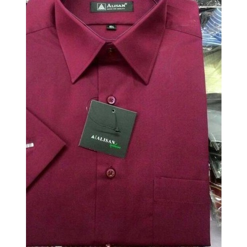 Kemeja Pria Alisan Reguler Pendek Maroon, Biru B2, Navy B7 (Cek Info) - hijau h9, M