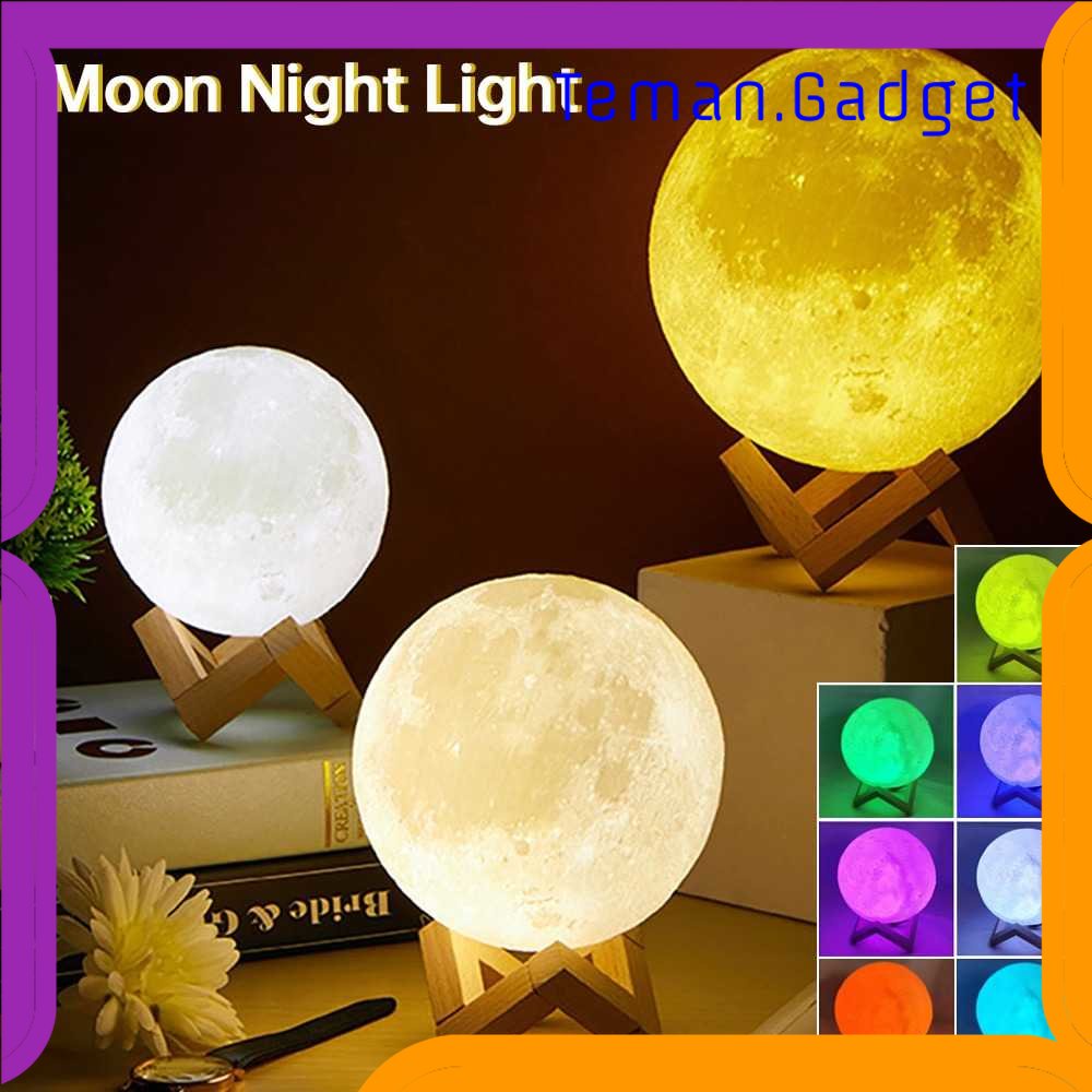 TG-LMP OUIO Lampu Tidur 3D Printed Moon Night Light Lamp 7 Color 8CM - OU12