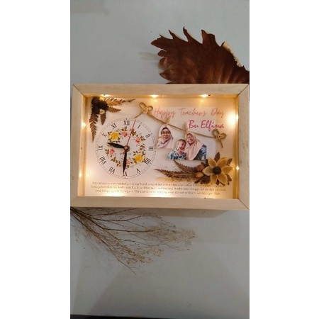 A4 3D Frame Gift - Hiasan Pigura - Pigura Rustic - Kado Bingkai - Jam Dinding Custom - Gift Box - Ka