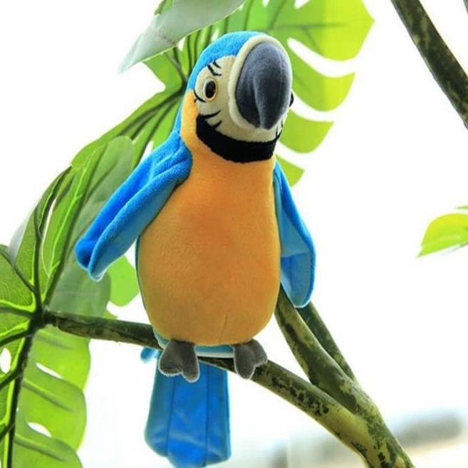 Boneka Burung Beo Peniru Suara/Burung Beo Bisa Bicara/ boneka Talking - Biru