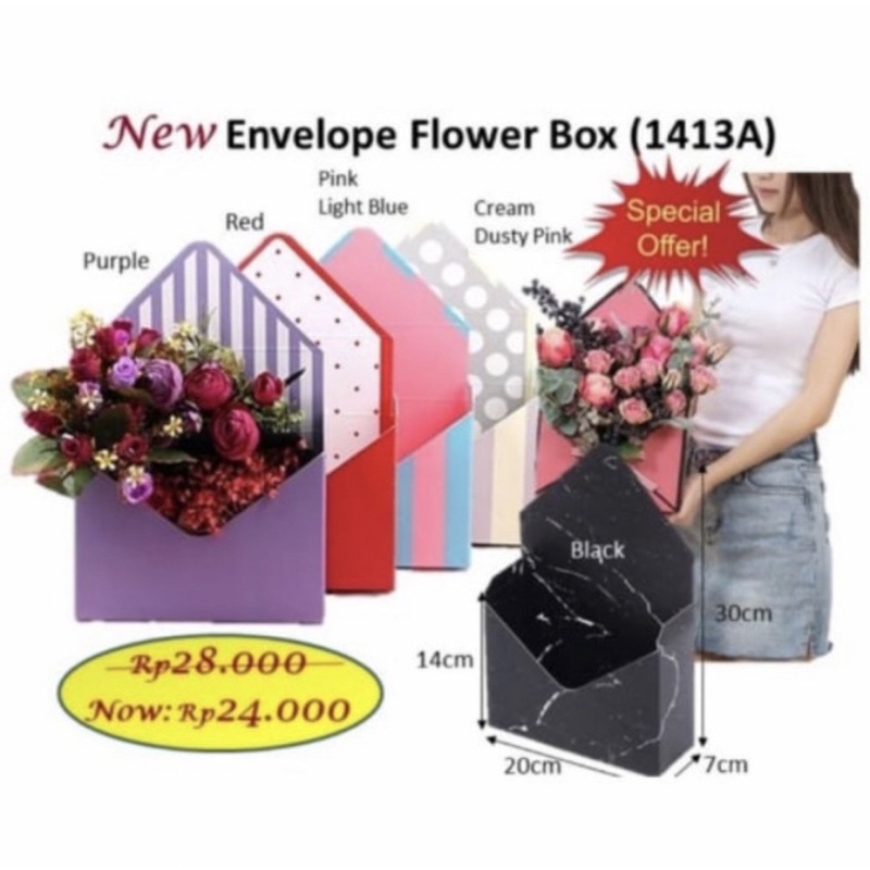 

New Envelope Flower Box 1413A Box Bentuk Amplop Box Amplop Box Bunga Bloombox Box Rangkaian Bunga