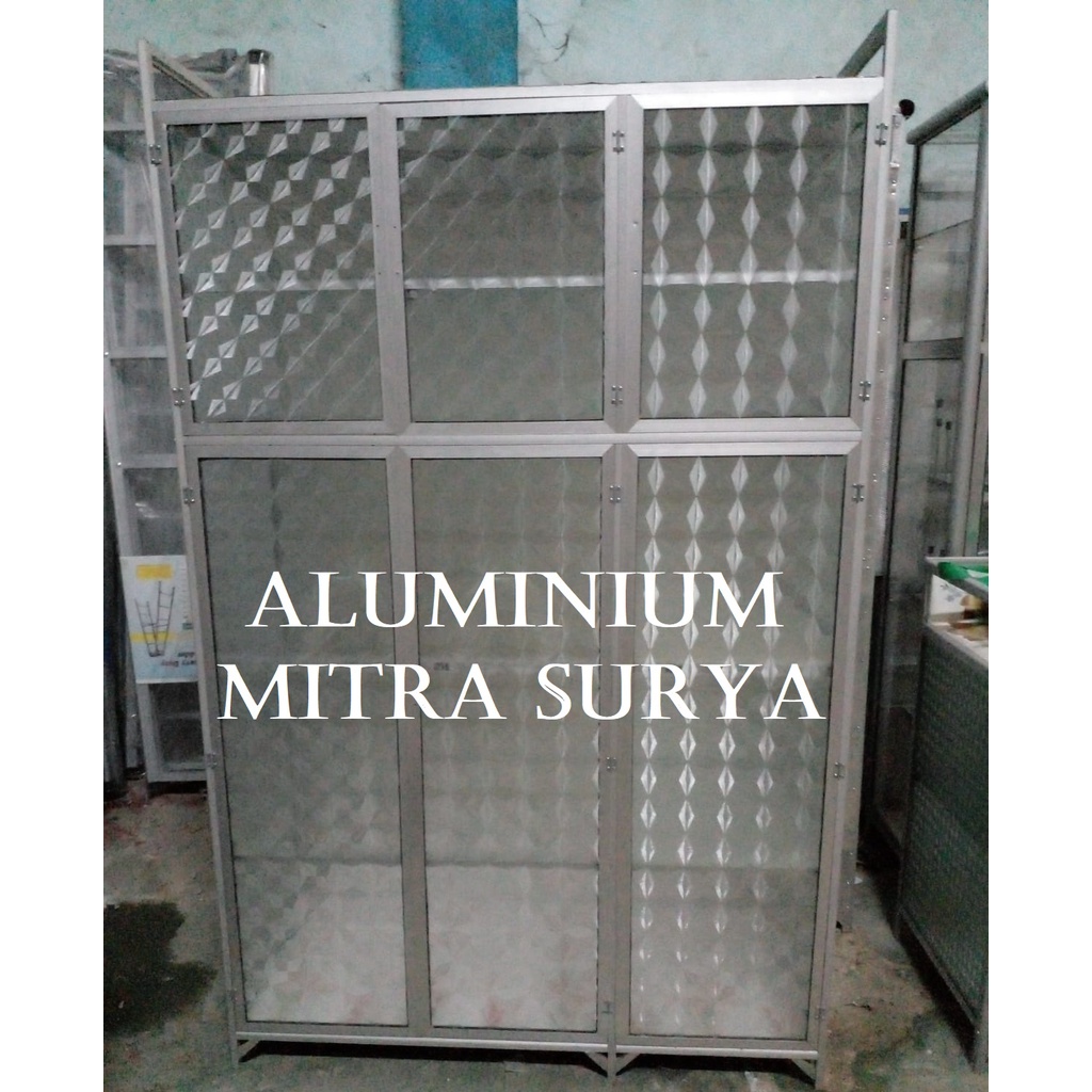 Rak Piring Aluminium Keramik Kaca 2 Pintu 3 Pintu Full Box Kitchen Set Lemari Dapur