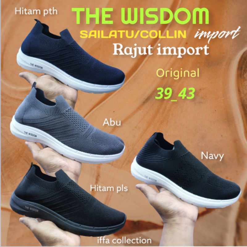 sepatu pria WISDOM dan SAILATU  rajut slip,on sterbaru redy di toko iffa