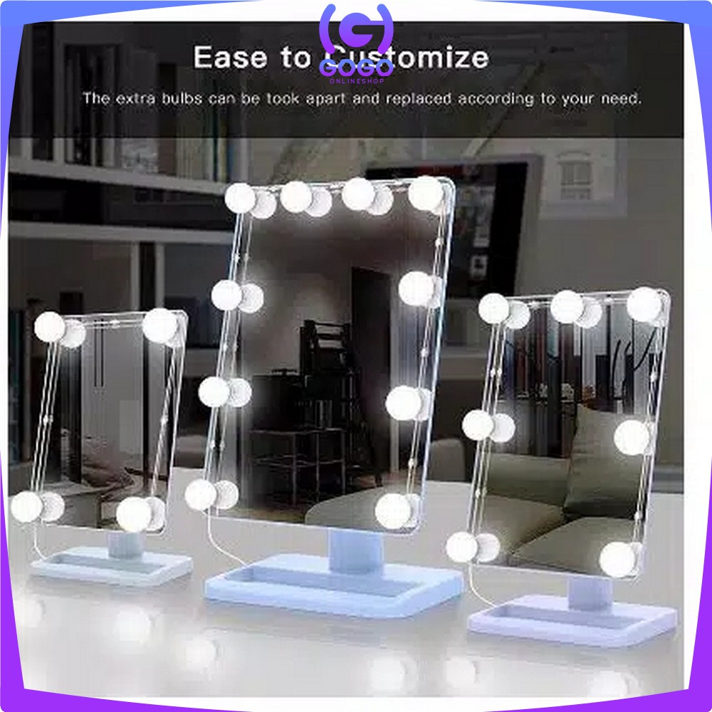 GOGO-K2 Lampu Led Meja Rias Make Up | Lampu Kaca Rias Vanity Mirror Light ( 10 Bohlam )